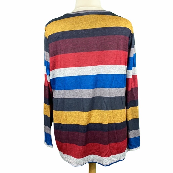 Plus Size Striped Twist Hem Long Sleeve Tee - Picture 6 of 9